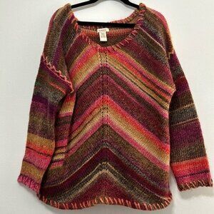 Sundance Wool Diagonal Stripe Chunky Knit Sweater Size Small Petite